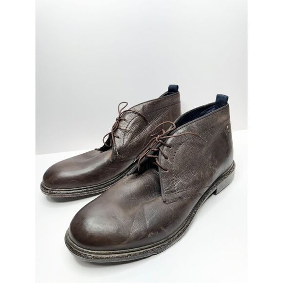 Base London Men’s Shoes Brown Leather Size 8 Lace Up Round Toe Casual - Picture 2 of 12